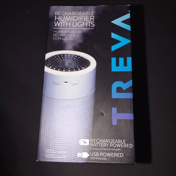 Rechargeable Humidifier W/Lights By Treva Portable Design USB Powered Built-NEW - Picture 1 of 4